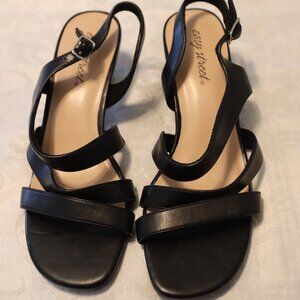 Easy Street Women's Celia Slingback Strappy Dress Sandal Black Size 8.5